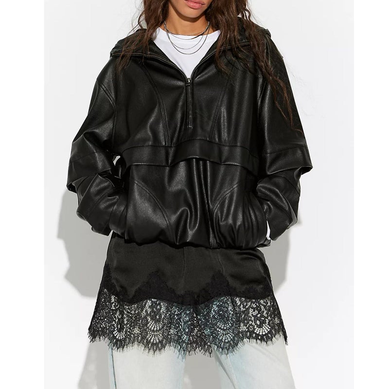 KOSUSANILL Women Satin Silk Mini Skirt with Lace Trim Low Rise A Line Lace Half Silp Skirt for Layering Y2K Flowy Underskirts (Black, L) - Image 3