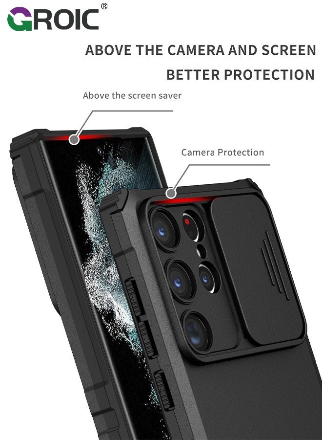 GROIC For Samsung Galaxy S24 Ultra 6.8 Inch Case with HD Screen Protector, Build in  Kickstand and Slide Camera Protective Cover, Protective Case for Galaxy S24 Ultra 6.8 Inch Case - Image 2