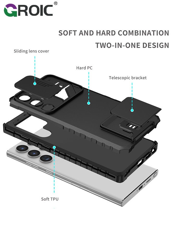 GROIC For Samsung Galaxy S24 Ultra 6.8 Inch Case with HD Screen Protector, Build in  Kickstand and Slide Camera Protective Cover, Protective Case for Galaxy S24 Ultra 6.8 Inch Case - Image 4
