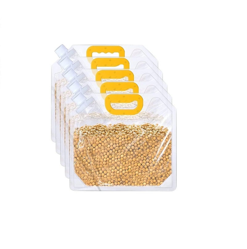 H O G ENTERPRISE H O G ENTERPRISE 5Pcs 15L Reusable Grain Moisture Proof Sealed Bag Grain Storage Tank Grain Rice Food Storage Bag Stand Up Pouch Bags With Portable Handle - Image 4