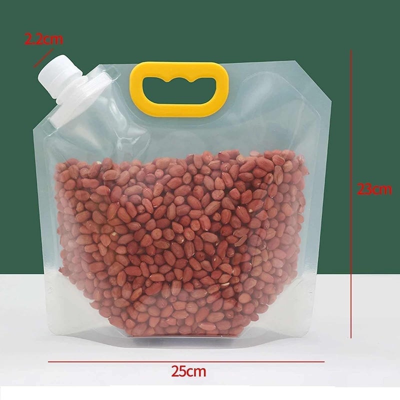 H O G ENTERPRISE H O G ENTERPRISE 5Pcs 15L Reusable Grain Moisture Proof Sealed Bag Grain Storage Tank Grain Rice Food Storage Bag Stand Up Pouch Bags With Portable Handle - Image 2