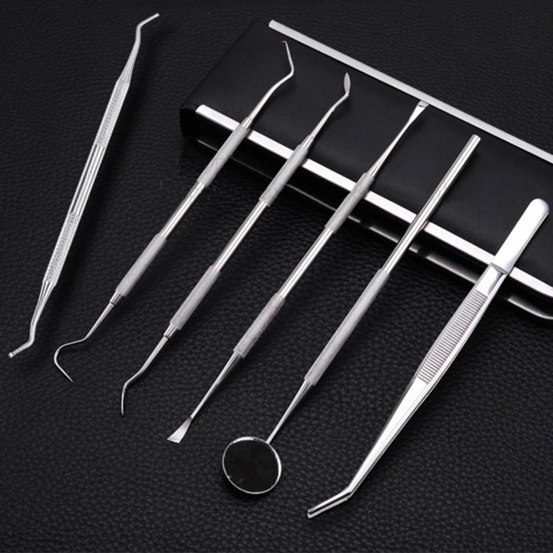 Dental Tools: 6 Silver Stainless Steel Oral Hygiene Kit - Rust-Resistant Travel-Friendly Essential Tools for Professional and Individual Oral Care - Image 4