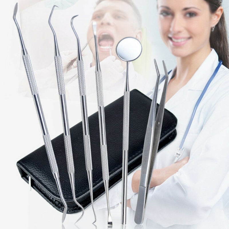 Dental Tools: 6 Silver Stainless Steel Oral Hygiene Kit - Rust-Resistant Travel-Friendly Essential Tools for Professional and Individual Oral Care - Image 3