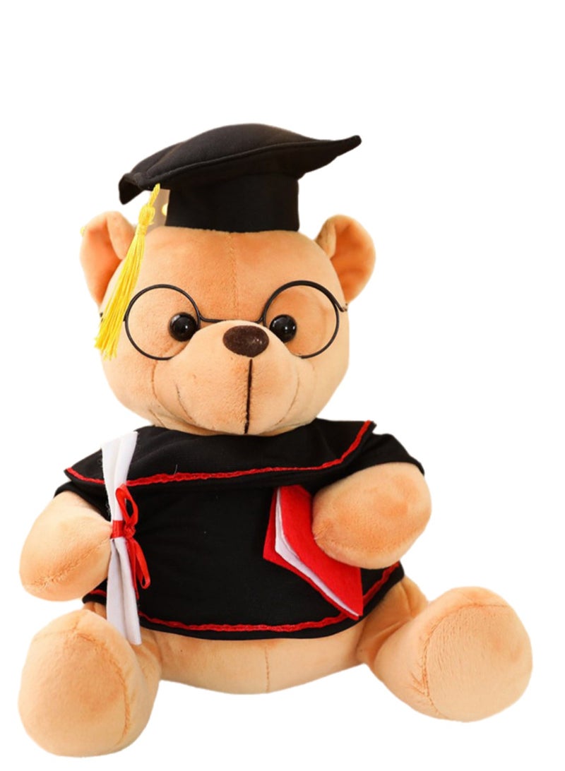 Doctor Hat Teddy Bear Plush Doll Graduation Season Commemorative Gift Children's Toy Gift (Light brown)  - Image 1