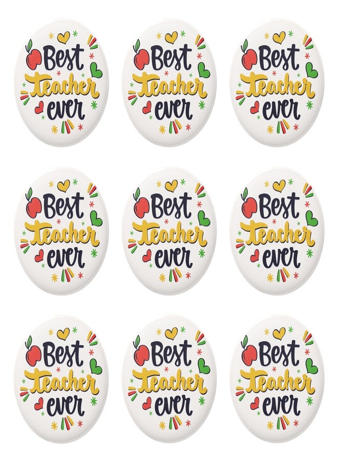 Visibee Teacher’s Day Pin Badge 58mm - Best Teacher Ever Design - Pack of 9 | Great for School Celebrations, Farewell Parties - Image 1