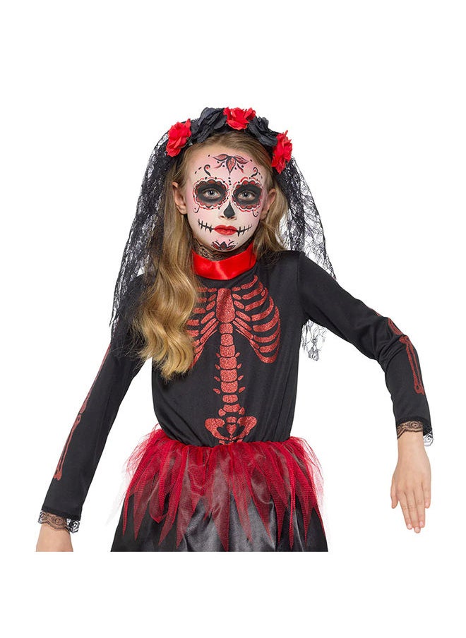 Mad Costumes - Red Day Of The Dead Senorita Kids Halloween Costume - Image 1