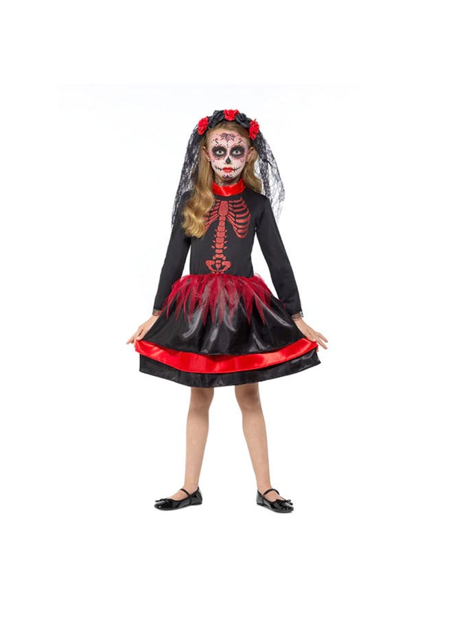 Mad Costumes - Red Day Of The Dead Senorita Kids Halloween Costume - Image 1