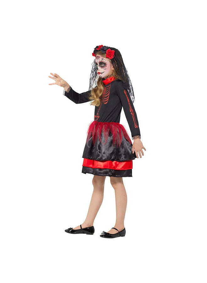 Mad Costumes - Red Day Of The Dead Senorita Kids Halloween Costume - Image 1