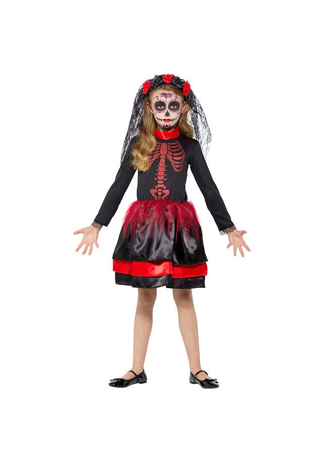 Mad Costumes - Red Day Of The Dead Senorita Kids Halloween Costume - Image 1