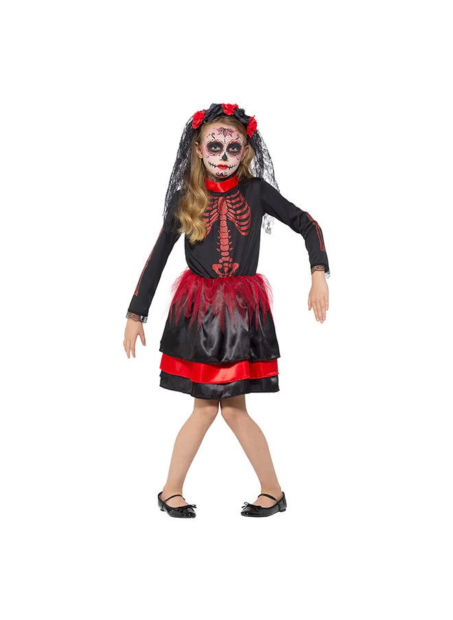 Mad Costumes - Red Day Of The Dead Senorita Kids Halloween Costume - Image 1