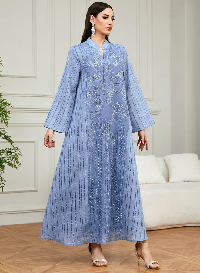 Take Two Blue Sequin Embellished A-Line Jalabiya