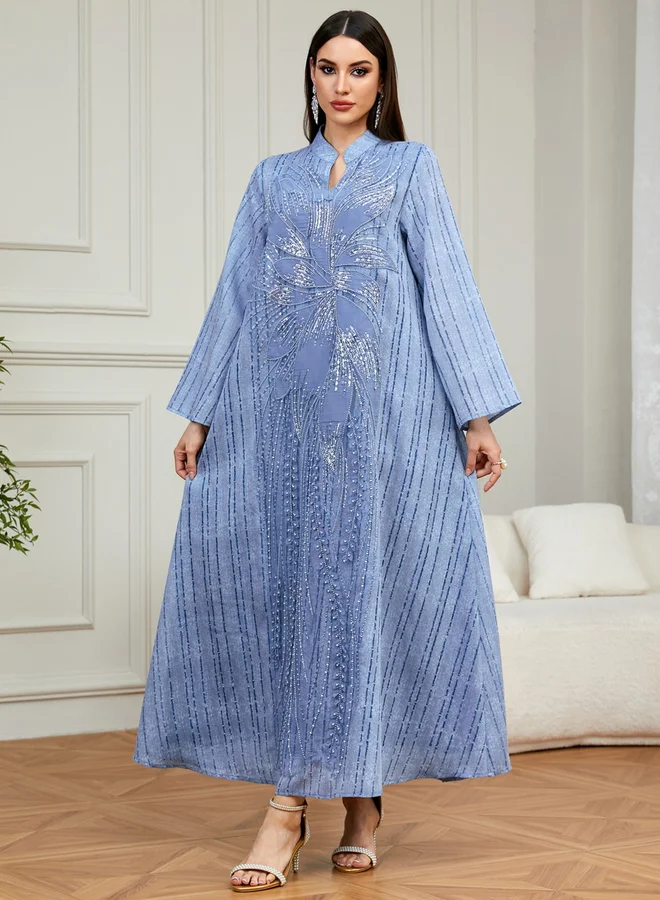 Take Two Blue Sequin Embellished A-Line Jalabiya