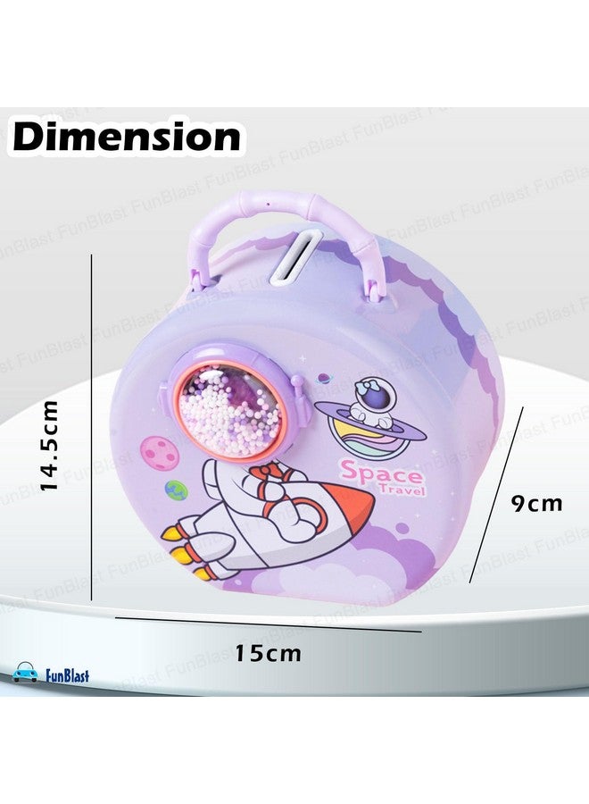 فنبلاست حصالة نقود من فن بلاست مع كلمة مرور - حصالة نقود معدنية للسفر إلى الفضاء، حصالة نقود معدنية للأطفال، هدية عيد ميلاد للأولاد والبنات، حصالة نقود، صندوق نقود للأطفال (أرجواني) - Image 2