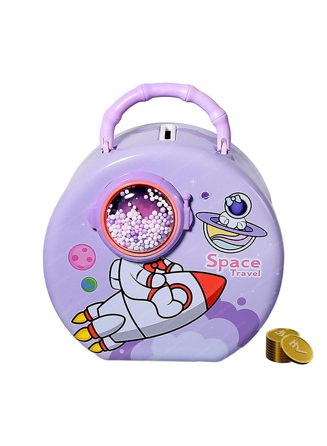 فنبلاست حصالة نقود من فن بلاست مع كلمة مرور - حصالة نقود معدنية للسفر إلى الفضاء، حصالة نقود معدنية للأطفال، هدية عيد ميلاد للأولاد والبنات، حصالة نقود، صندوق نقود للأطفال (أرجواني) - Image 1