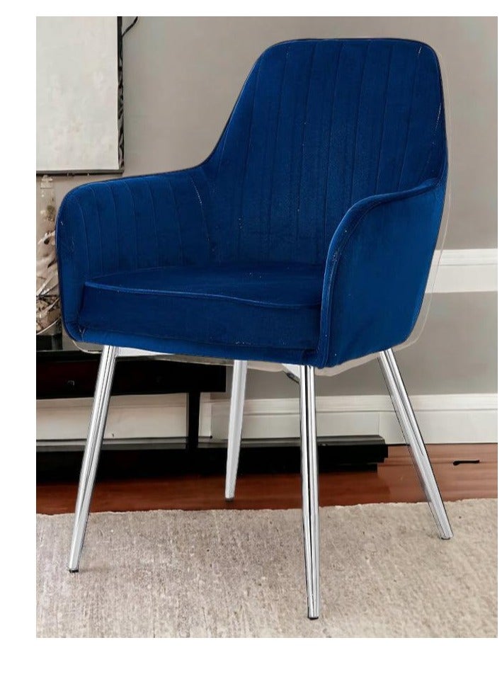 Wooden Twist Wooden Twist Aureate Modern Cafe Dining Chair Metal Legs (Blue)  - Image 1