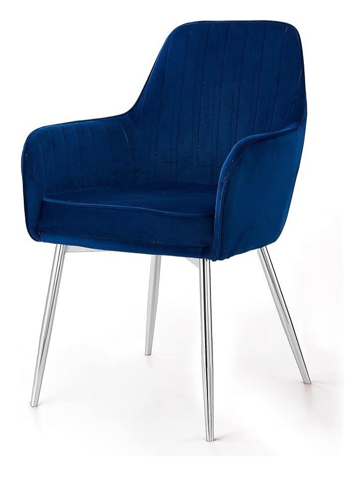 Wooden Twist Wooden Twist Aureate Modern Cafe Dining Chair Metal Legs (Blue)  - Image 2