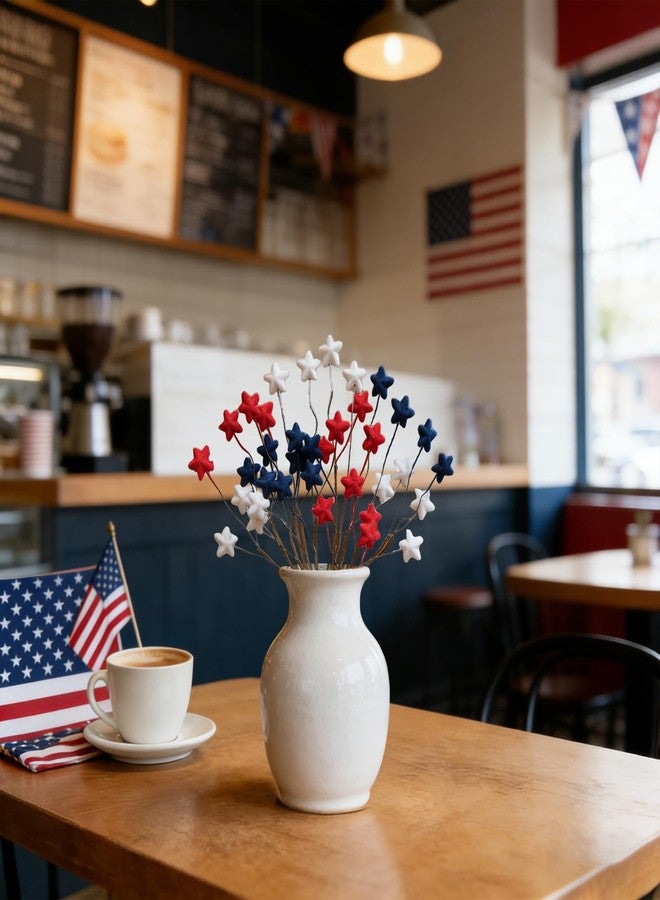 TEMPUS 12PCS 10 Inch 4th of July Star Picks, Patriotic Flocked Artificial Berry Stems, Memorial Day Independence Day Decor for Vase Centerpiece Mantel Wreath DIY Party Decorations - Image 5