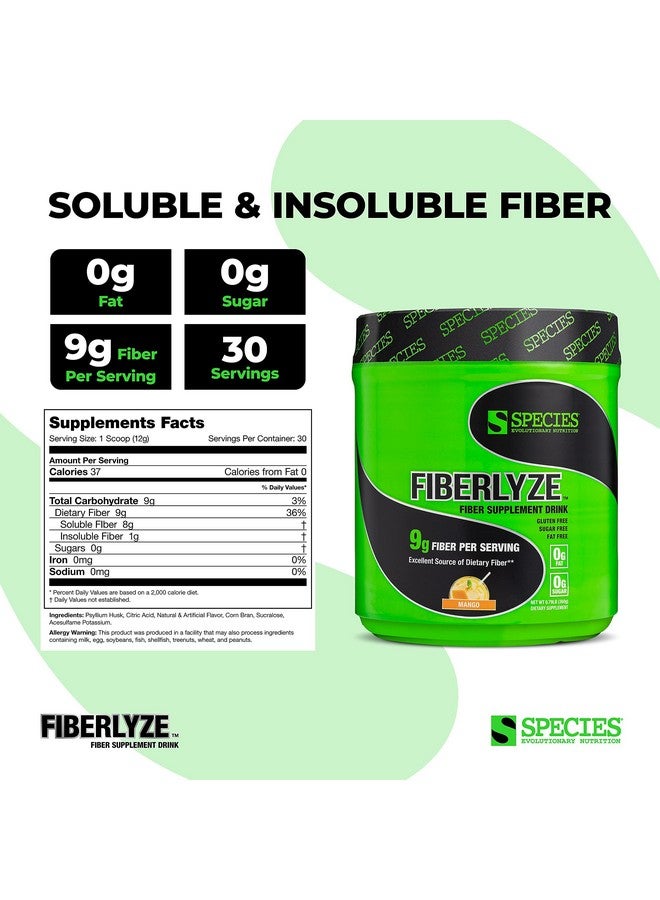 Species Nutrition Fiberlyze Fiber Supplement, Psyllium Based Soluble & Insoluble Fiber Powder for Healthy Colon, Digestive Functions (Mango, 30 Servings) - Image 3