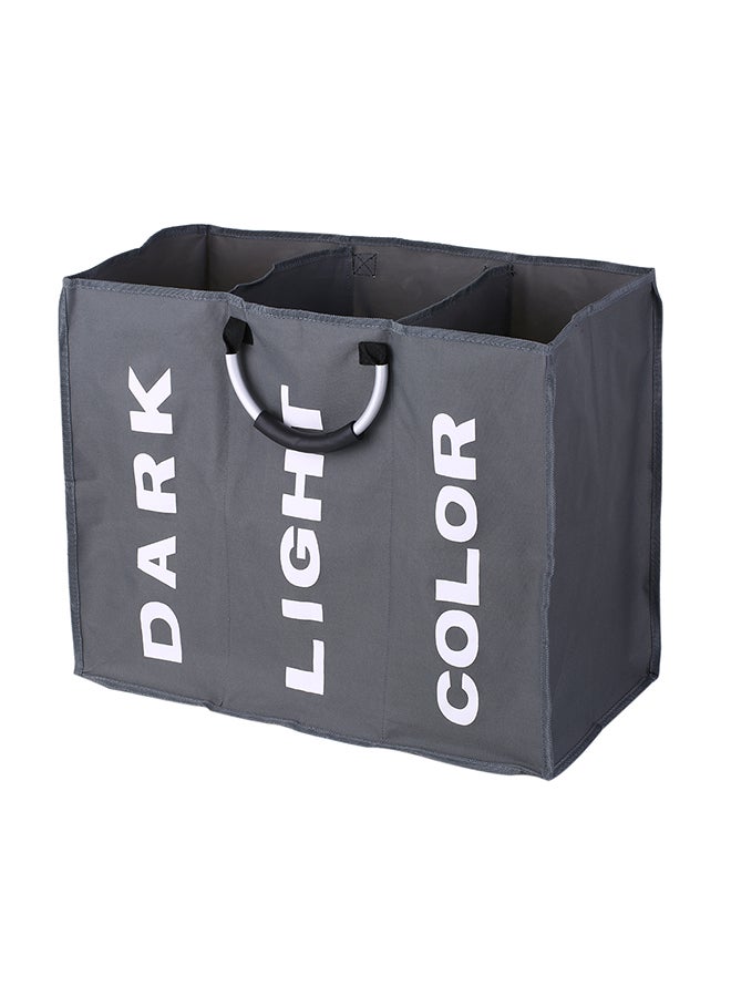 سلة غسيل أكسوفرد كبيرة الحجم وتحتوي على 3 أقسام كما أنها قابلة للطي رمادي داكن 25X5X25كيلوجرام - Image 1