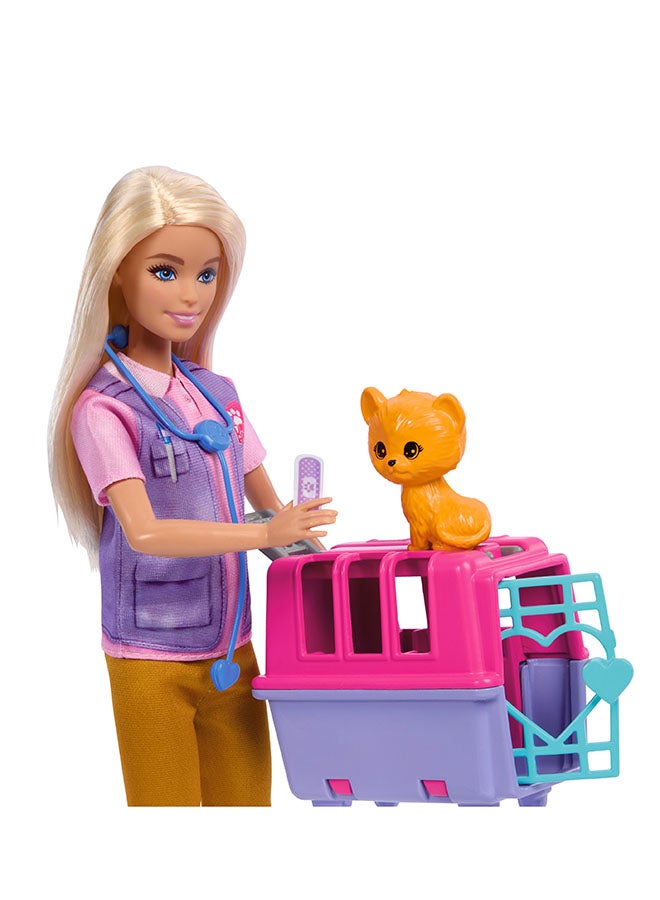 Barbie Animal Rescue & Recovery Playset with Blonde Doll, 2 Animal Figures & Accessories - Image 2