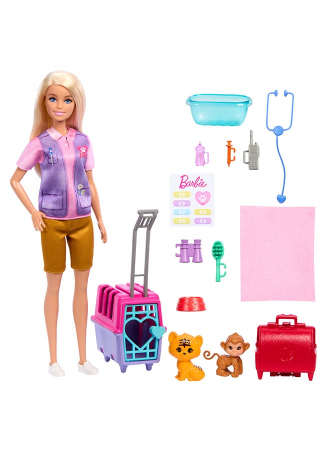 Barbie Animal Rescue & Recovery Playset with Blonde Doll, 2 Animal Figures & Accessories - Image 4