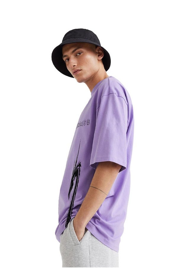LEOTUDE - LEOTUDE Men's Oversized Half Sleeve Round Neck Dragon Printed T-Shirt (FS49_DRAGN_PRPL_P_Purple_XL) - Image 1