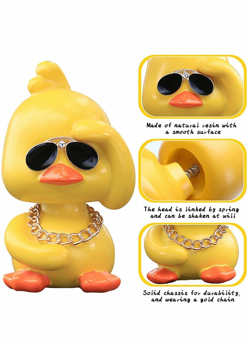 KASTWAVE Dashboard Decorations Duck, Cute Yellow Duck Toy Car Ornaments Cool Duck Car Dashboard Decorations Shaking Head Doll Wave Left yellow  - Image 2