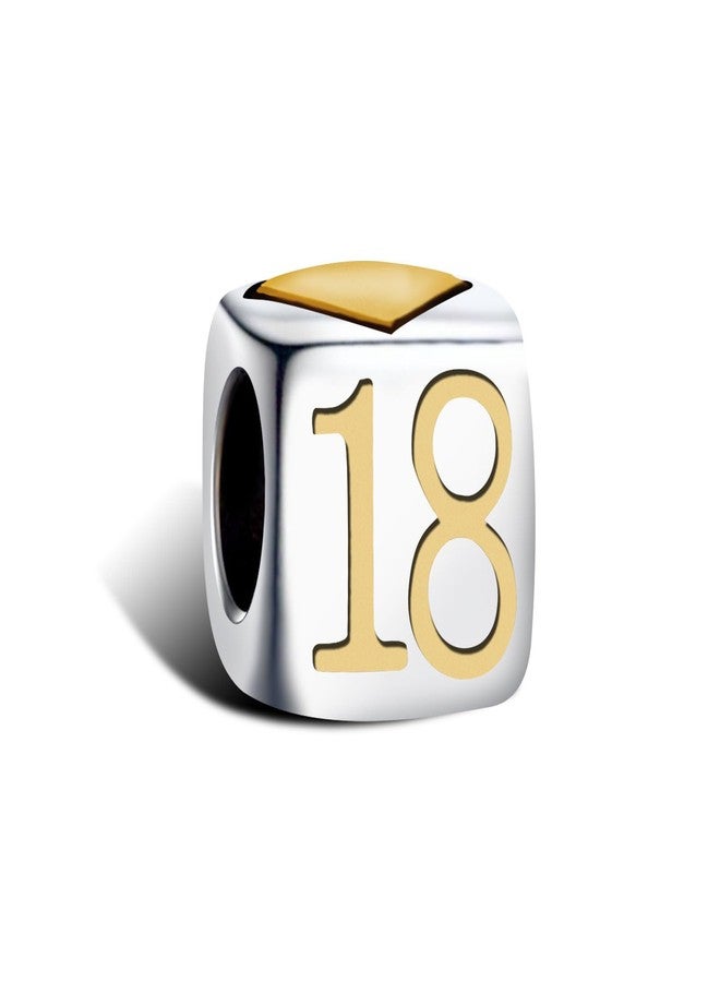KunBead Birthday 18 Love Gold Heart Bead Charms Compatible with Pandora Charm Bracelet for Women - Image 3