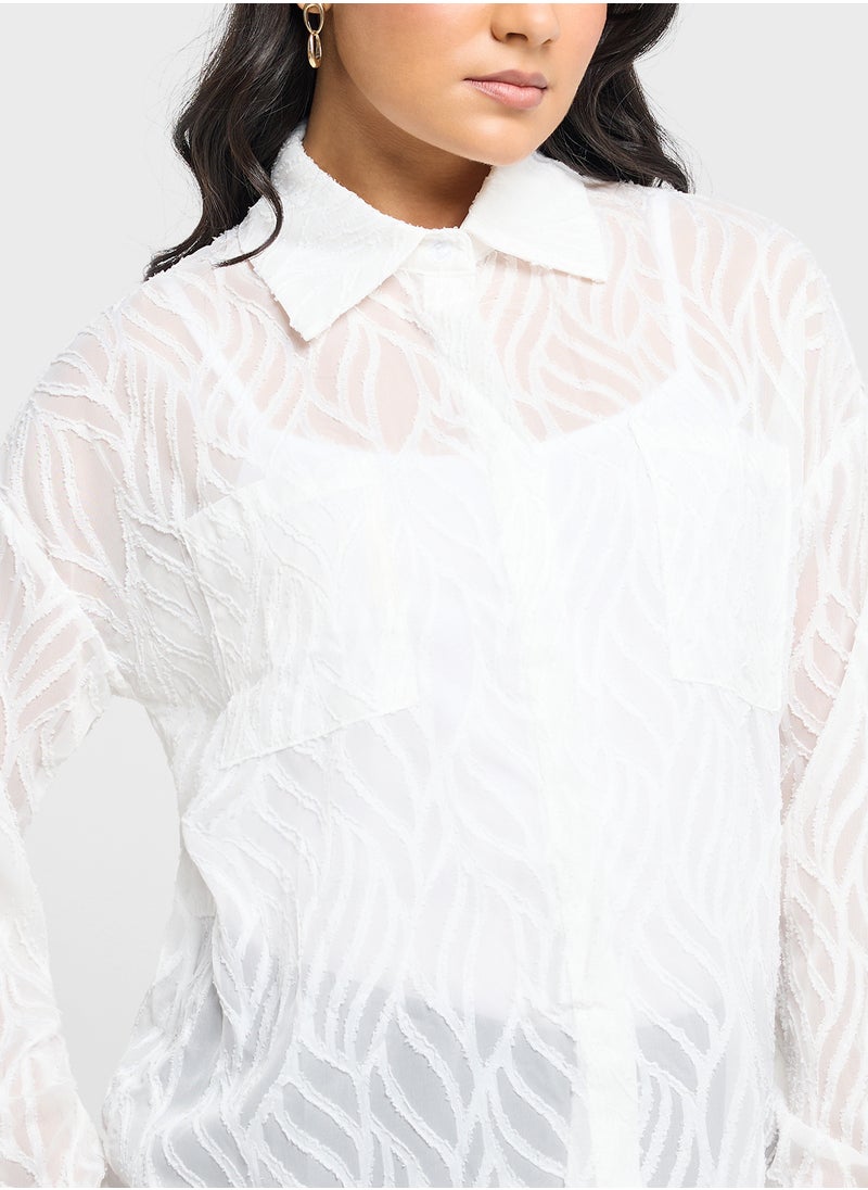 ELLA - Sheer Button Down Shirt - Image 1