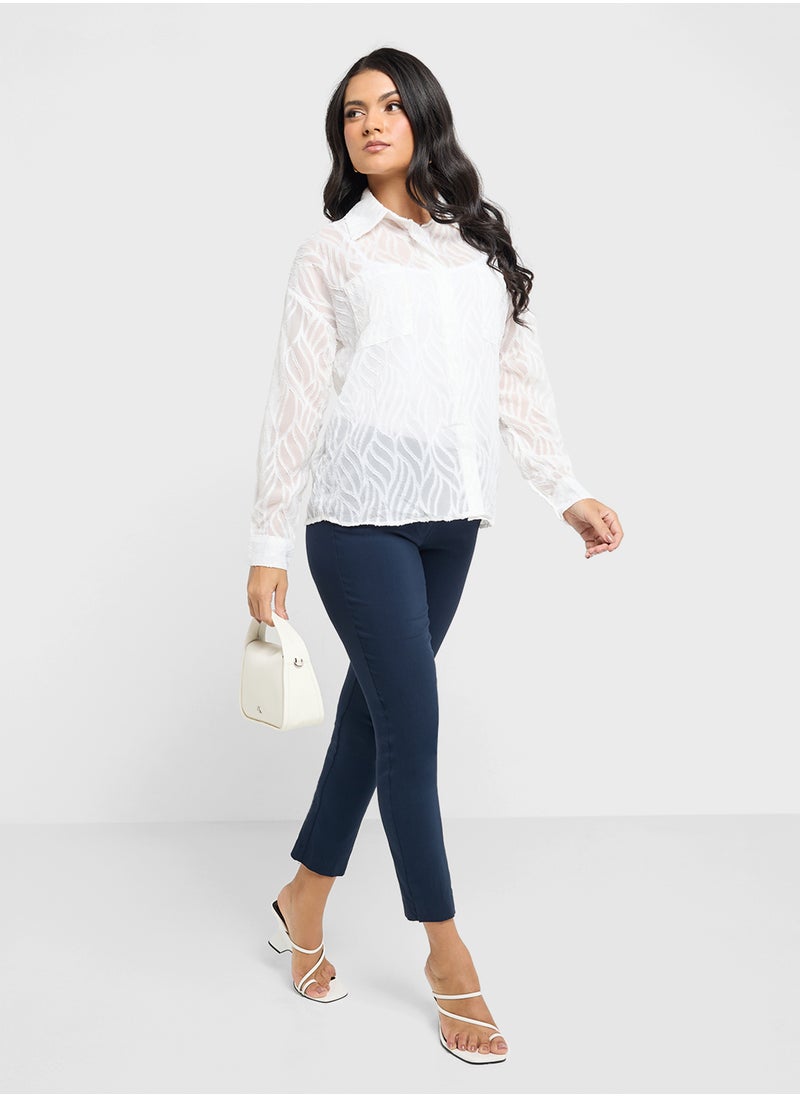 ELLA - Sheer Button Down Shirt - Image 1