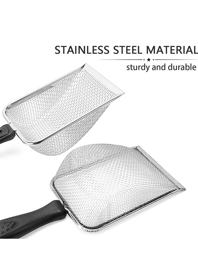 مغرفة فضلات القطط، مغرفة شبكية من الفولاذ المقاوم للصدأ، مقبض طويل، مجرفة عميقة مطلية بطبقة غير لاصقة، مغرفة فضلات معدنية لصندوق الفضلات، رافعة فضلات القطط الصغيرة، فتحة 3.8 مم، مغرفة فضلات القطط العادية - Image 4