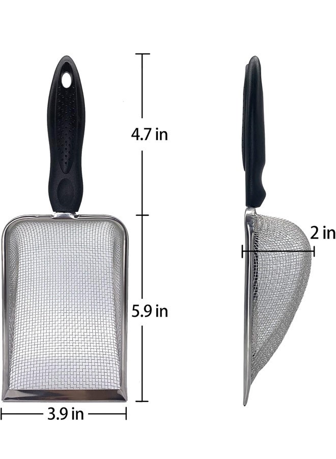 مغرفة فضلات القطط، مغرفة شبكية من الفولاذ المقاوم للصدأ، مقبض طويل، مجرفة عميقة مطلية بطبقة غير لاصقة، مغرفة فضلات معدنية لصندوق الفضلات، رافعة فضلات القطط الصغيرة، فتحة 3.8 مم، مغرفة فضلات القطط العادية - Image 2