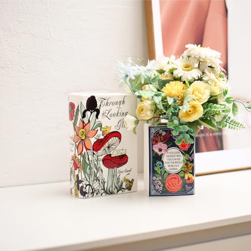 Romehaha Book-Shaped Decorative Vase,Romehaha Book Vase for Flowers,Modern Ceramic Aesthetics Infused with Artistic Cultural Style,Cute Bookshelf Decor(Large - Through The Looking Glass) - Image 5