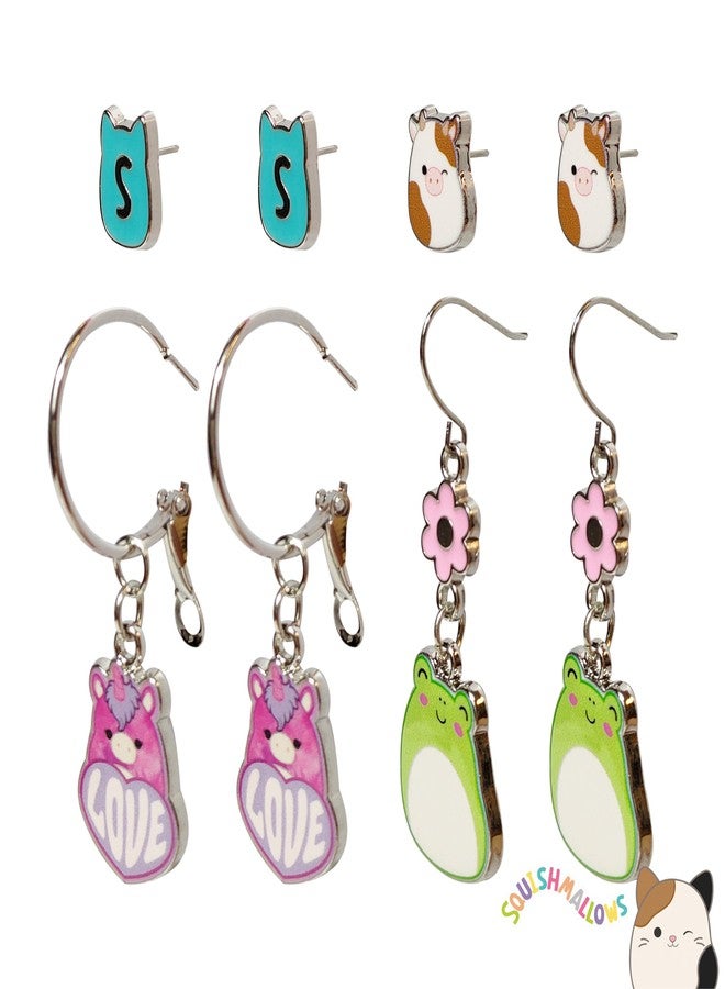 LUV HER Squishmallows Hypoallergenic Earrings for Girls 2 Squish Stud and 2 Squish Fishhook Drop Sets with Charms One Size Fits All Ages 8+ - Image 3