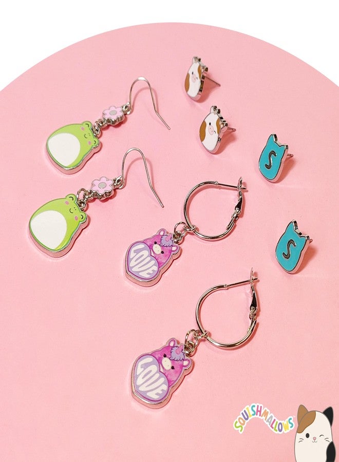 LUV HER Squishmallows Hypoallergenic Earrings for Girls 2 Squish Stud and 2 Squish Fishhook Drop Sets with Charms One Size Fits All Ages 8+ - Image 4