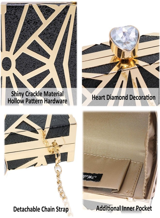 Milisente Women's Clutch Purses Metallic Bridal Party Evening Clutches Bags Cocktail Formal Handbags (Black D09) - Image 5