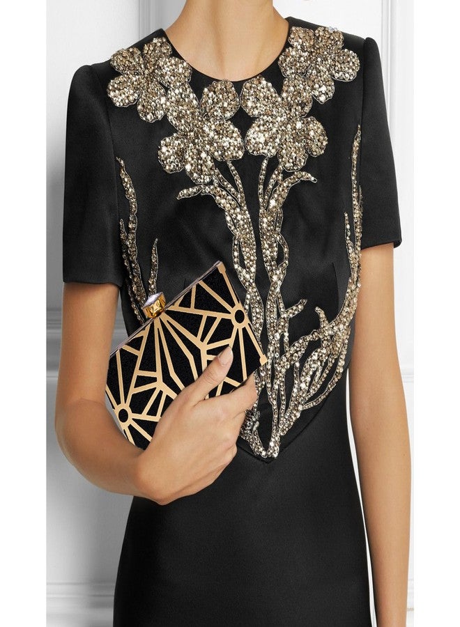 Milisente Women's Clutch Purses Metallic Bridal Party Evening Clutches Bags Cocktail Formal Handbags (Black D09) - Image 2