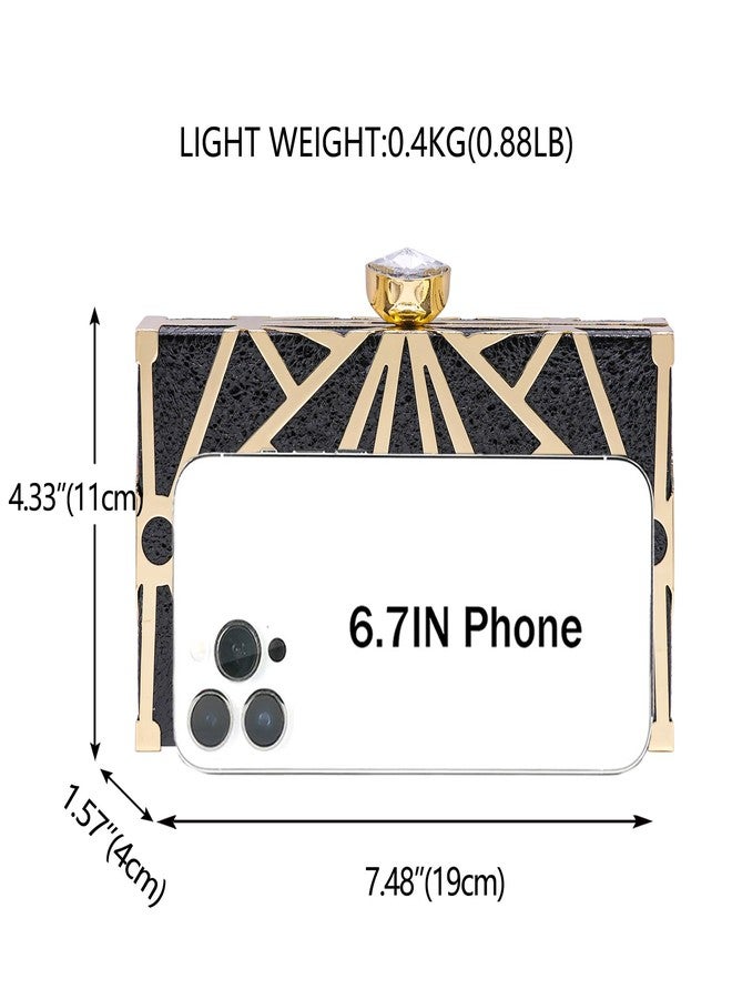 Milisente Women's Clutch Purses Metallic Bridal Party Evening Clutches Bags Cocktail Formal Handbags (Black D09) - Image 3
