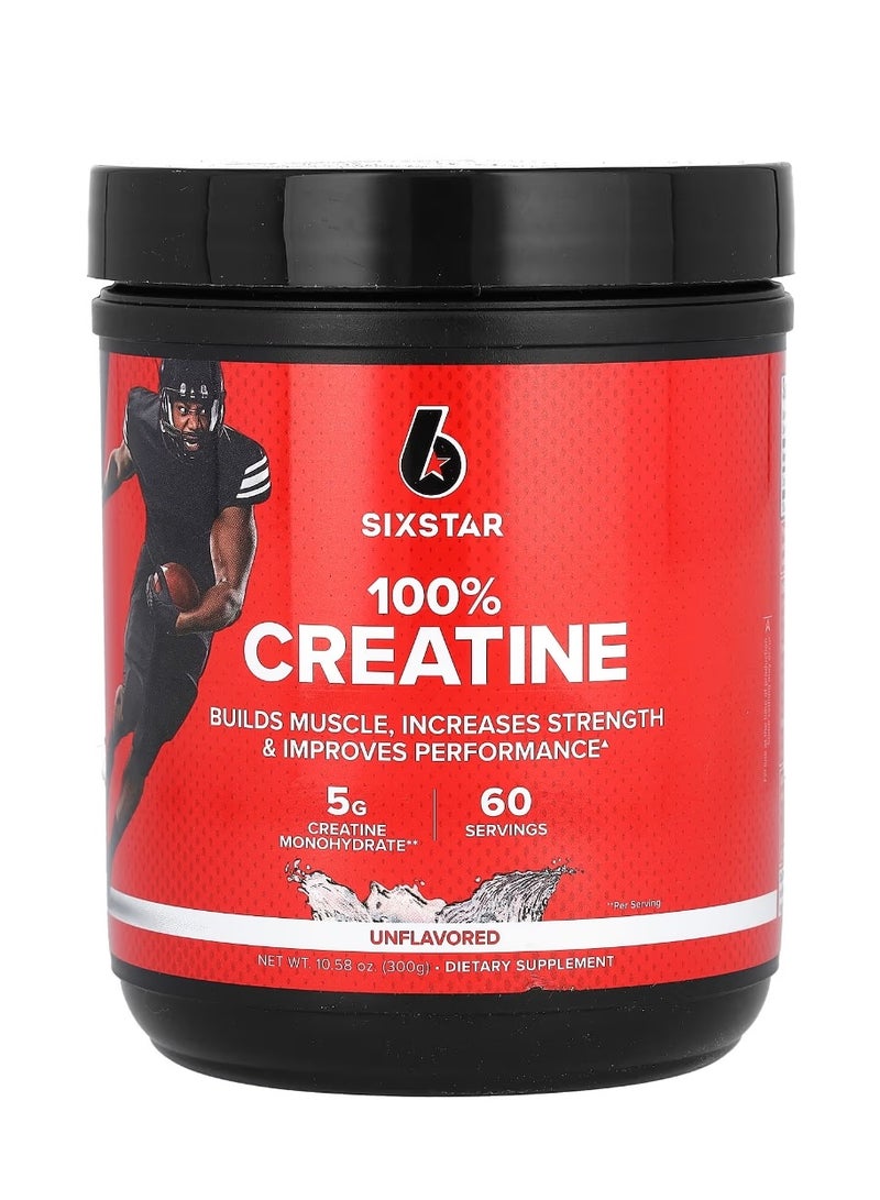 SIXSTAR 100% Creatine Unflavored 10.58 oz (300 g)- 60 Serving - Image 1