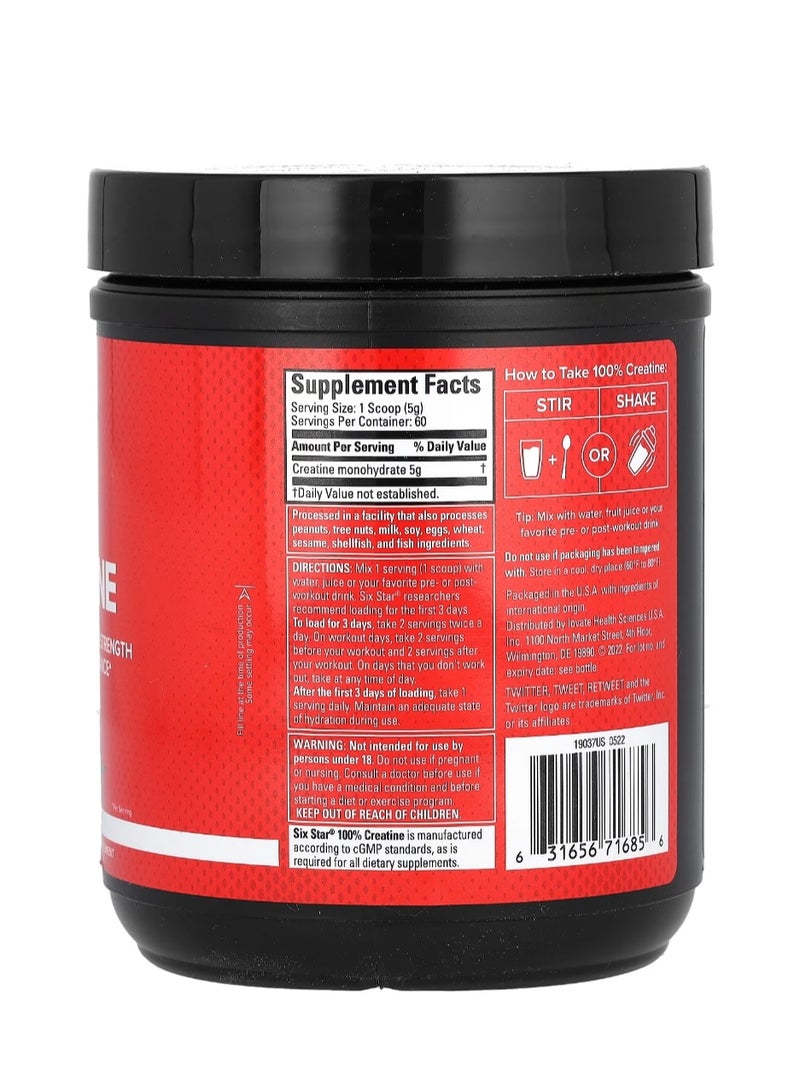 SIXSTAR 100% Creatine Unflavored 10.58 oz (300 g)- 60 Serving - Image 2