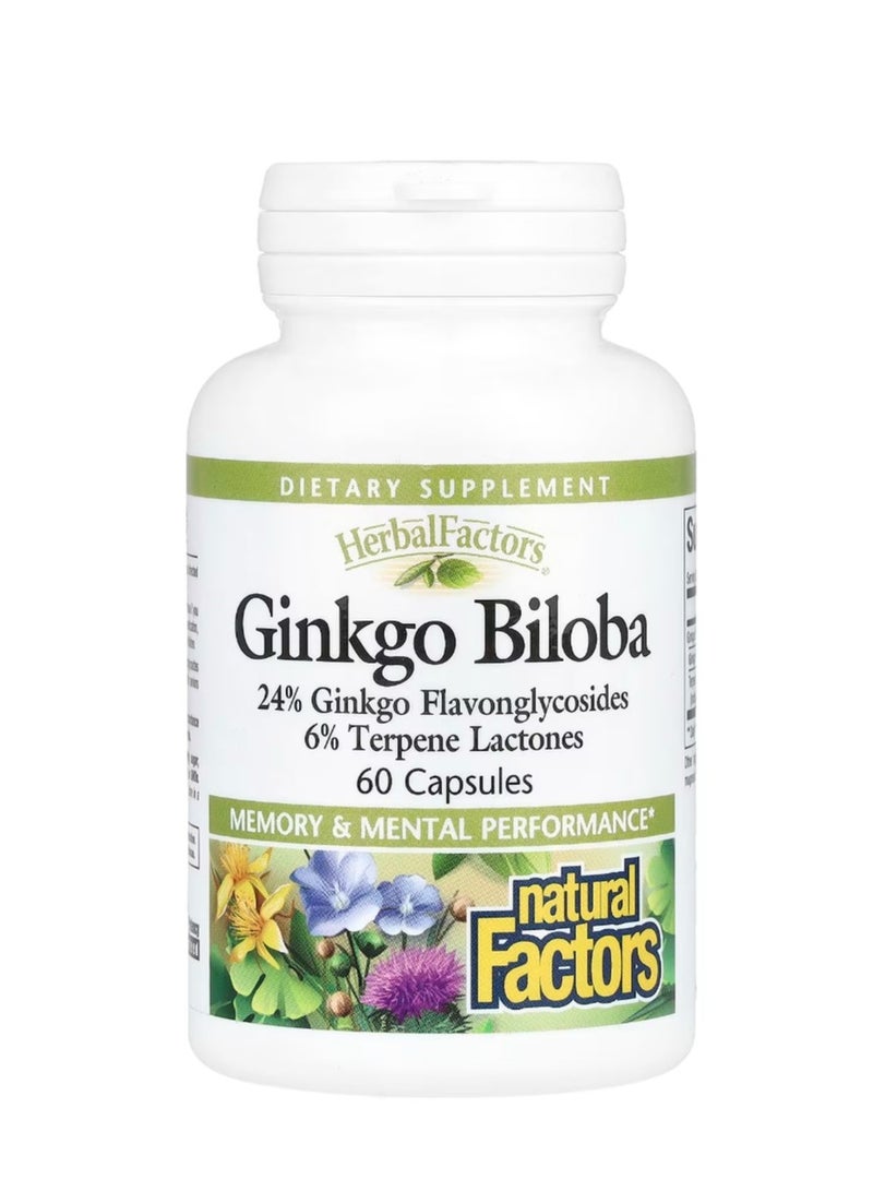 natural Factors HerbalFactors Ginkgo Biloba 60 Capsules - Image 1