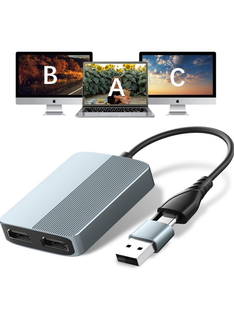 Generic Updated USB 3.0 to Dual HDMI Adapter for Mac and Windows, USB C to HDMI Adapter for Two Monitors, 1080p Dual Monitor Splitter, Extended Display with Three Separate Screens  - Image 1