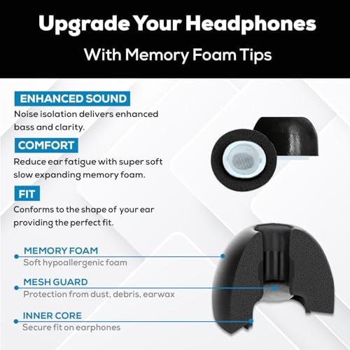 SONICFOAM (SFBuds-3-Pro Small/Medium/Large Black) Memory Foam Earbud Tips - Compatible with Buds 3 Pro - (6 Pack / 3 Pairs) - Image 3