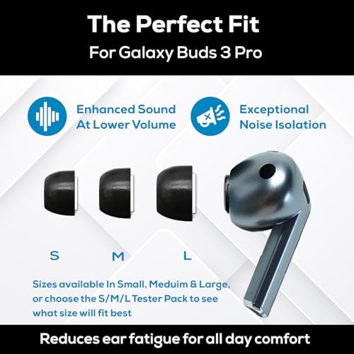 SONICFOAM (SFBuds-3-Pro Small/Medium/Large Black) Memory Foam Earbud Tips - Compatible with Buds 3 Pro - (6 Pack / 3 Pairs) - Image 4