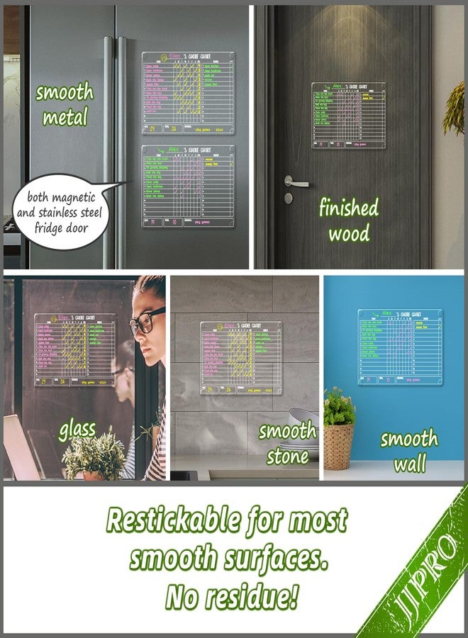 JJPRO Non-Magnetic Dry Erase Chore Chart for Fridge, 8.5"x13" Clear Reusable Chore Board for Kids, Adults,Clear Chore Chart for Wall&Glass,Refrigerator,Cabinet, All Smooth Surfaces - Image 2