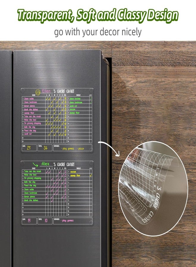 JJPRO Non-Magnetic Dry Erase Chore Chart for Fridge, 8.5"x13" Clear Reusable Chore Board for Kids, Adults,Clear Chore Chart for Wall&Glass,Refrigerator,Cabinet, All Smooth Surfaces - Image 3