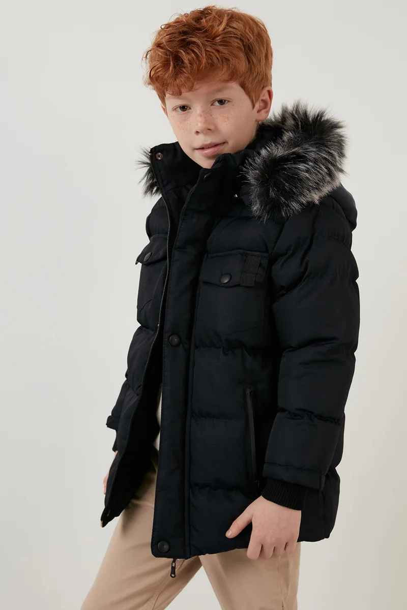 ليلا Plush Lined Removable Hooded Puffer Coat Boys' Coat 5760023