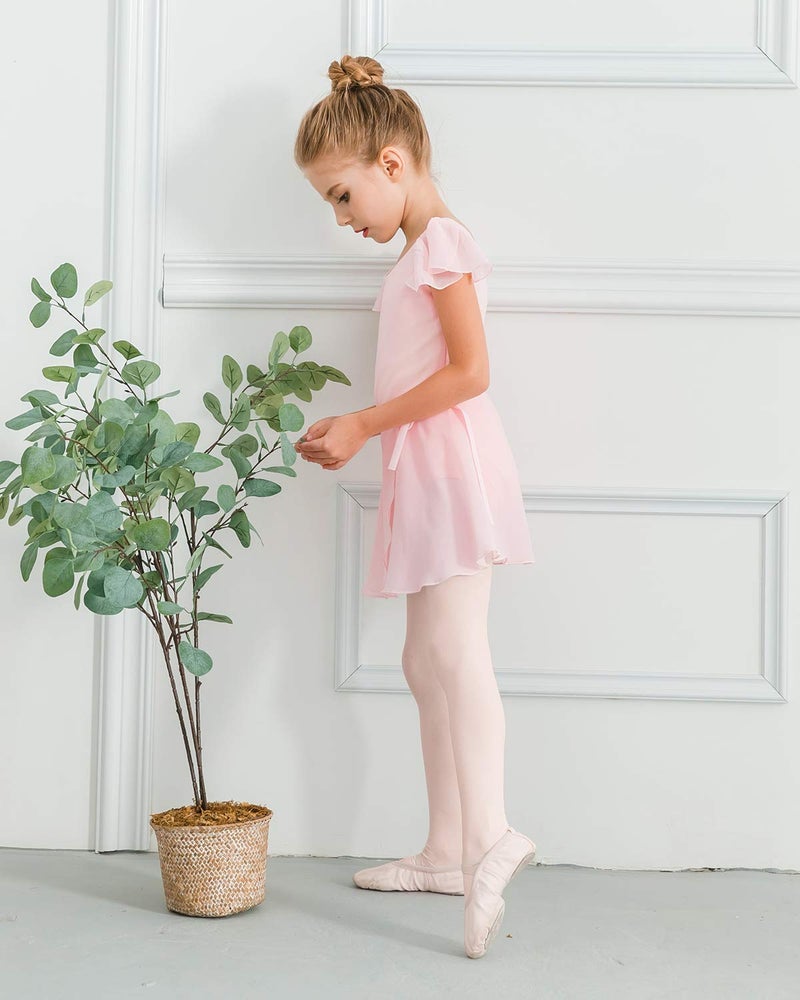 Stelle Ballet Leotards for Girls Toddler Dance Dress Outfit Combo with Skirt and Tights (Toddler/Little Kid/Big Kid)(Ballet Pink-Ruffle Sleeve, 100) - Image 4