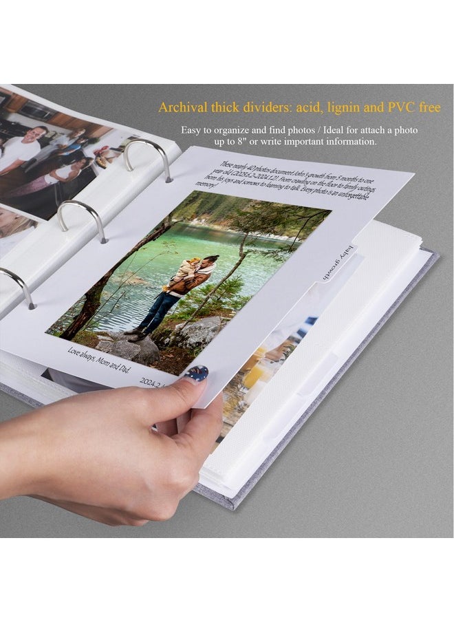 1DOT2 - Photo Album 4X6 Photos Hold 200 Or 5X7 Pictures Hold 100, 3 Ring Binder Photo Albums Linen Cover Photo Book Acid Free Albums 4X6 5X7 For Family Wedding Baby (Grey) - Image 1