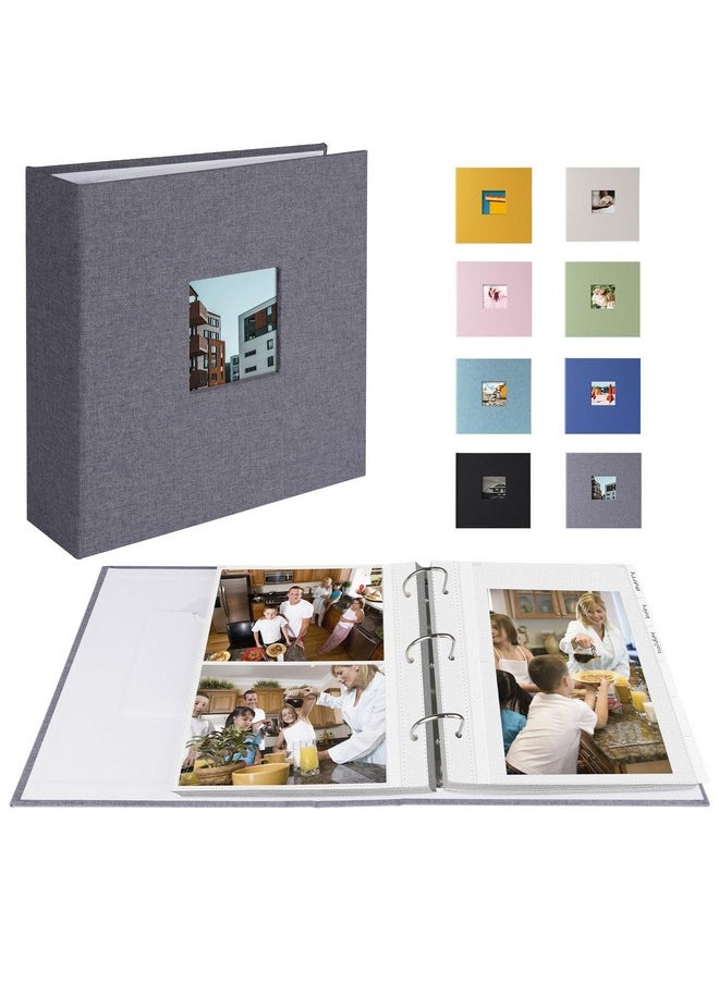 1DOT2 - Photo Album 4X6 Photos Hold 200 Or 5X7 Pictures Hold 100, 3 Ring Binder Photo Albums Linen Cover Photo Book Acid Free Albums 4X6 5X7 For Family Wedding Baby (Grey) - Image 1